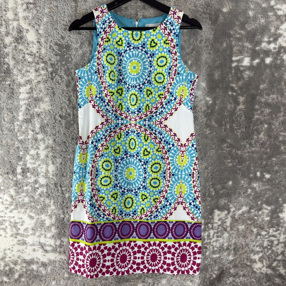 London Style Collection Size 4 Geometric Medallion Sheath Dress Multicolor Women